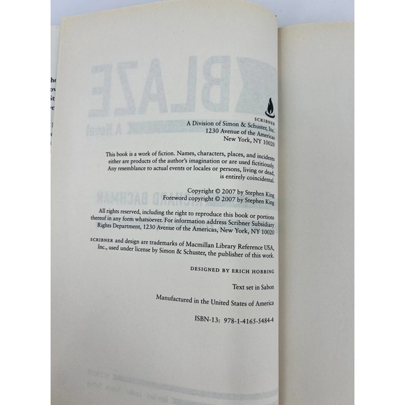 BLAZE by Richard Backman Stephen King Foreword 2007 1st. Edition HC/DJ GOOD - Picture 4 of 7